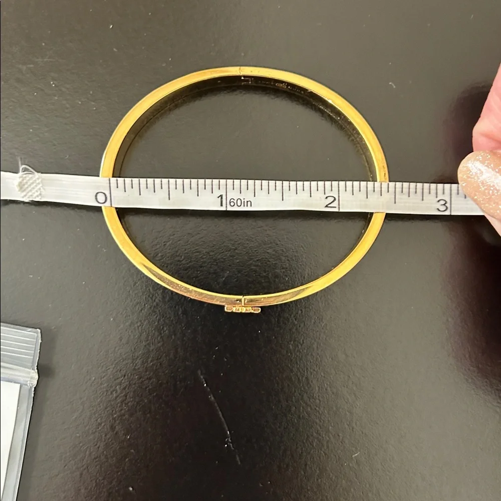Tory Burch Zebra Print Kira Enamel 7mm Gold Hinge Bracelet Style #153654 NWT